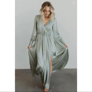 Long Sleeve Satin Maxi Dress NWT